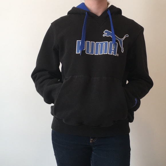Puma Sport Lifestyle Blue and Black Logo Hoodie - Picture 1 of 3